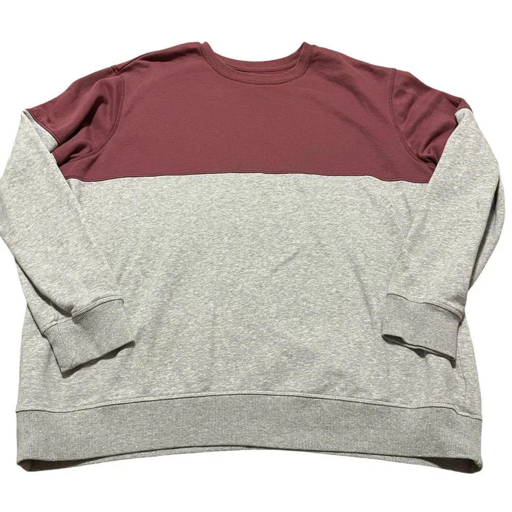 Men's Burgundy Colorblock Crewneck Size XXL Pullover Fleece Big and Tall Fall